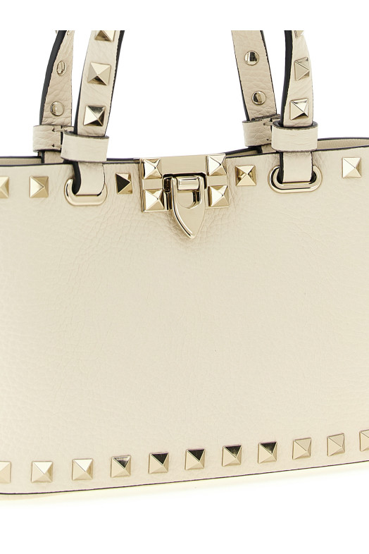 Valentino Garavani 'Rockstud' mini shopping bag Beige