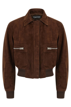 Suede bomber jacket Brown