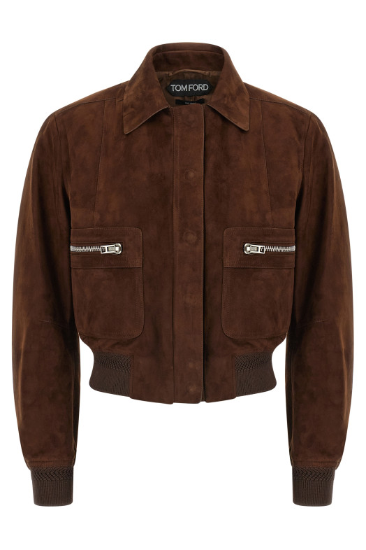Suede bomber jacket Brown