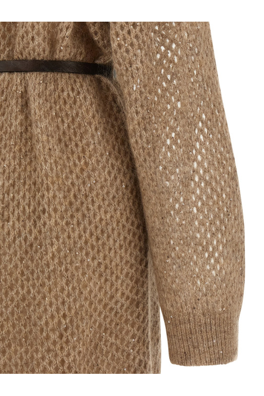 'Dazzling Net' dress Beige