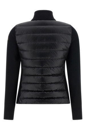 Two-material cardigan Black