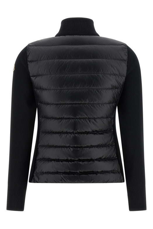 Two-material cardigan Black