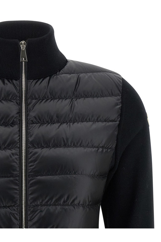 Two-material cardigan Black