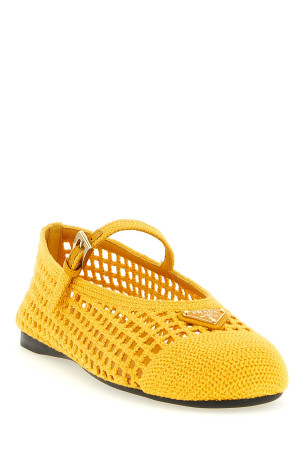 Crochet cotton ballet flats Yellow