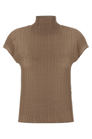 'Wooly Pleats-66' T-shirt Beige