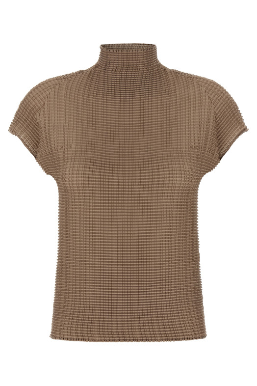 'Wooly Pleats-66' T-shirt Beige