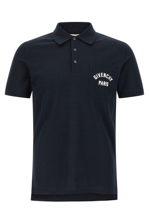 Pocket embroidery polo shirt Blue