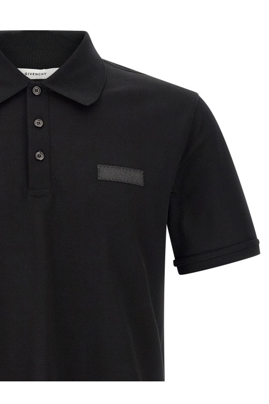 Logo patch polo shirt Black