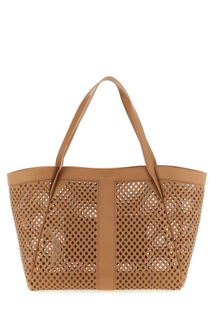 Openwork leather shopping bag Brown