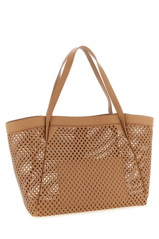 Openwork leather shopping bag Brown