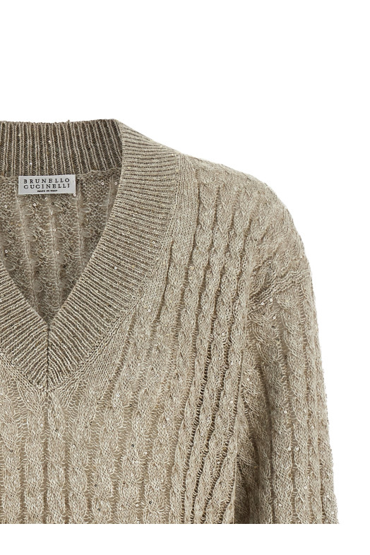 Micro sequin sweater Beige