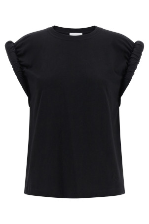 Curled sleeve t-shirt Black