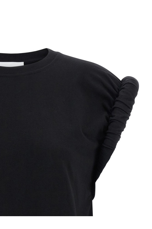 Curled sleeve t-shirt Black