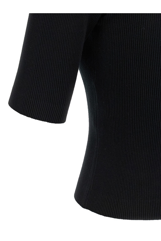 Ribbed polo shirt Black