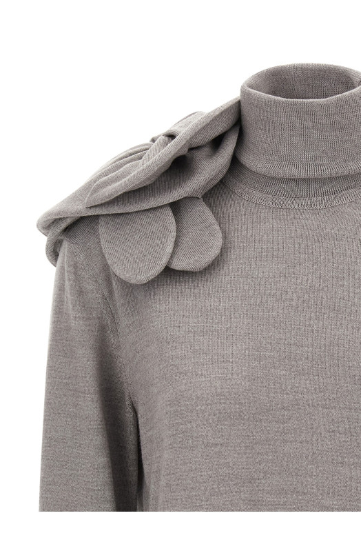 3D flower sweater Gray