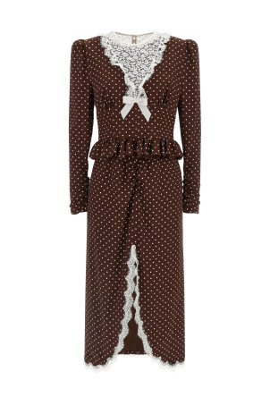 'Polka Dot Midi' dress Brown