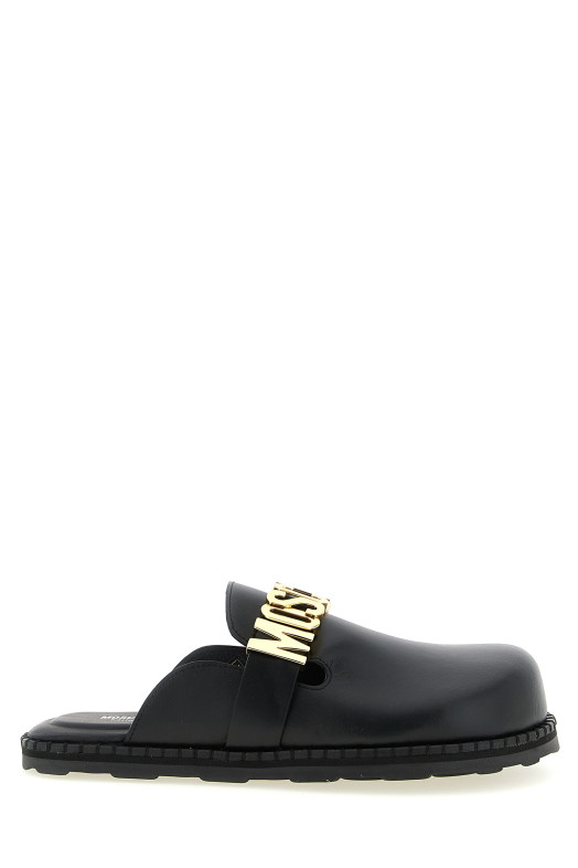 Leather sabots Black