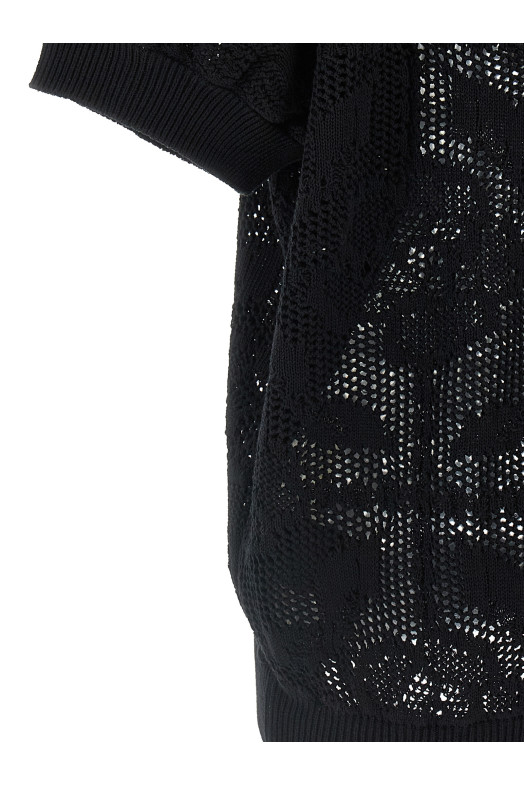 Openwork cotton sweater Black