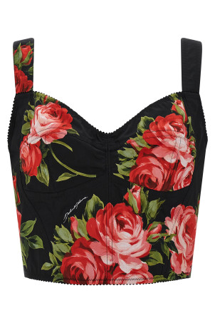 'Bouquet Rose' Bustier Top Black