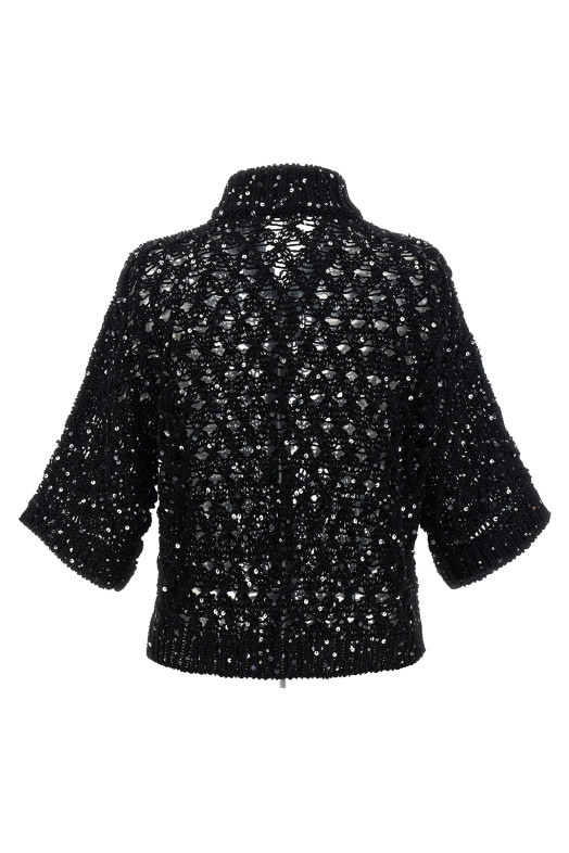 Sequin mesh cardigan Black