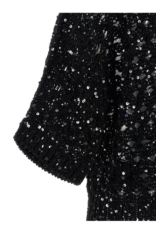 Sequin mesh cardigan Black