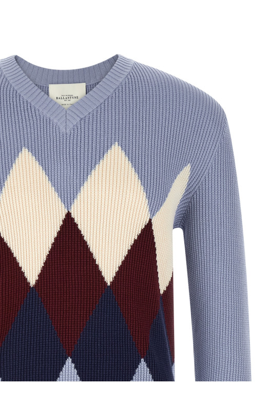Argyle pattern sweater BLUE