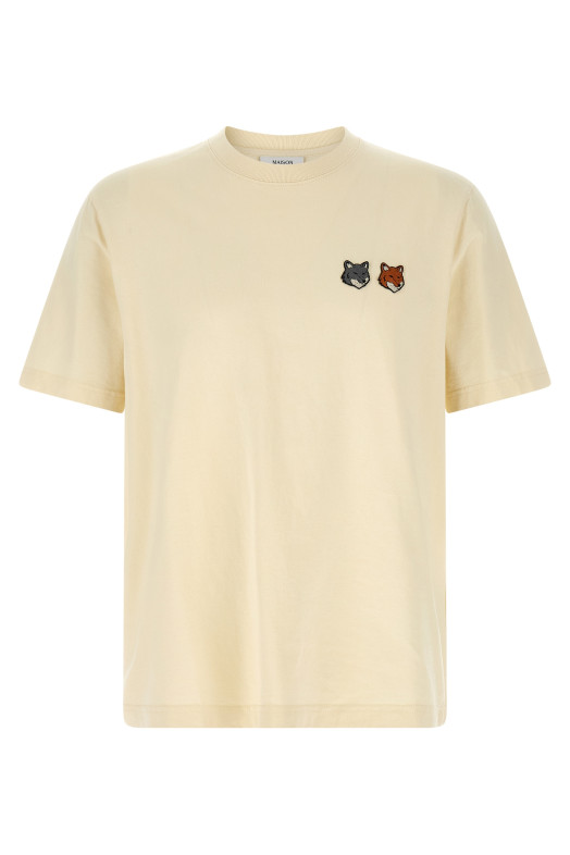 'Double Fox Head' T-shirt Beige