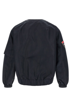 'Badges Collarless' bomber jacket Blue