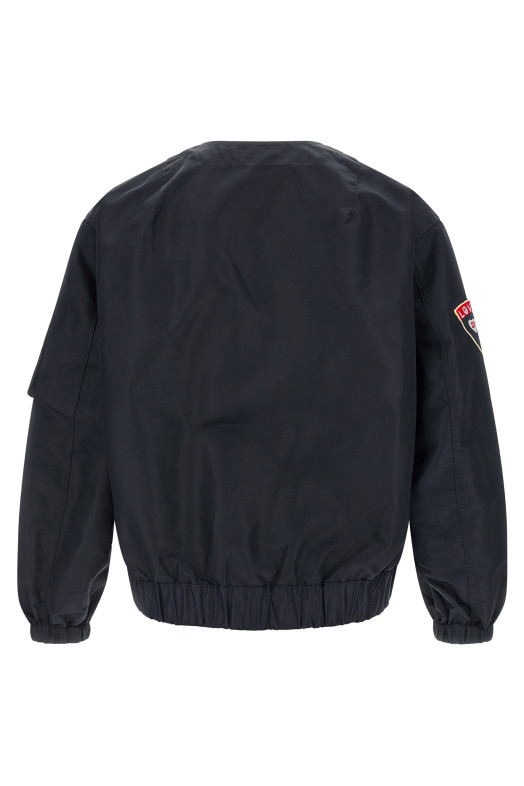 'Badges Collarless' bomber jacket Blue