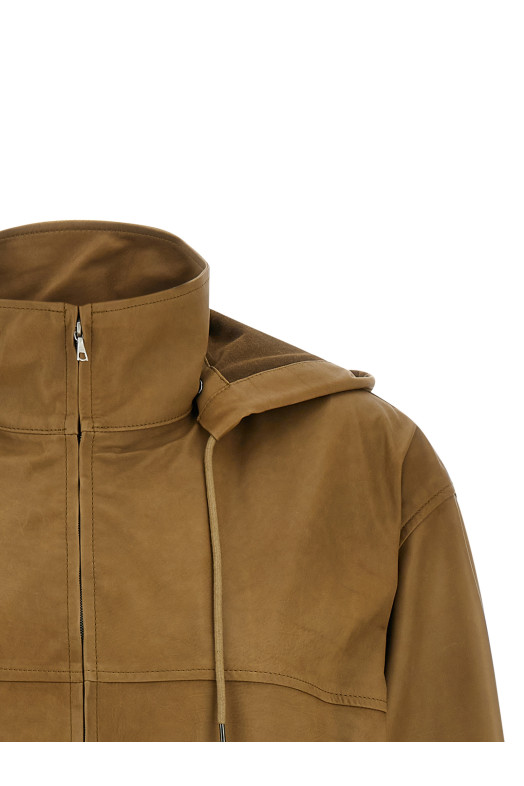 Ultra-thin leather jacket Brown