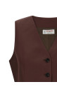 Viscose and linen vest Brown