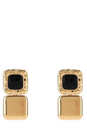 'Mottled Gold Black Tiered' earrings Gold