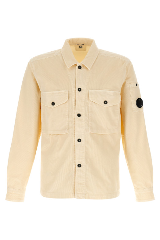 Ribbed velvet overshirt Beige