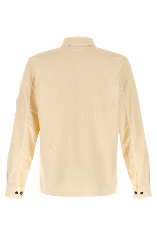 Ribbed velvet overshirt Beige