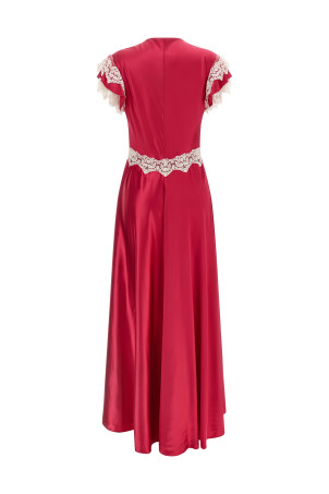 Satin and lace dress Fuchsia