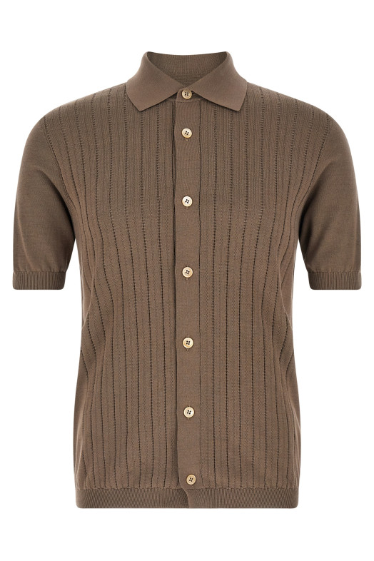 Operated ribbed shirt Brown