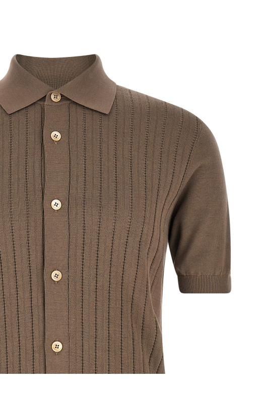 Operated ribbed shirt Brown