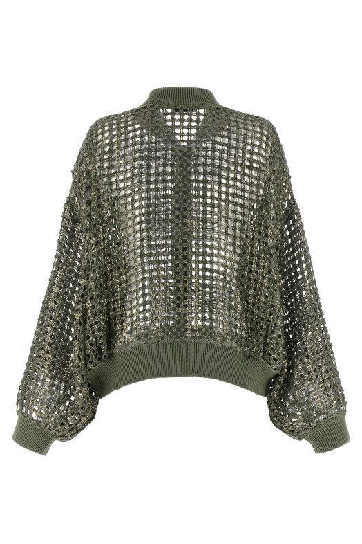 'Dazzling Net Embroidery' cardigan Green