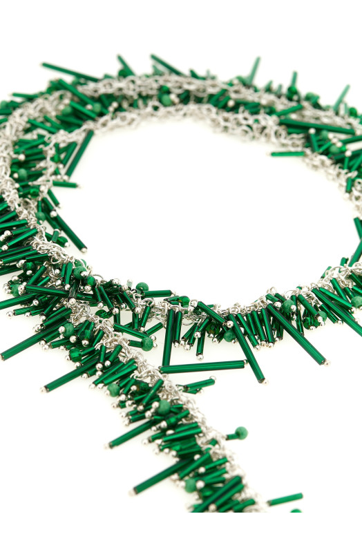 'Embroidered Scarf' necklace Green