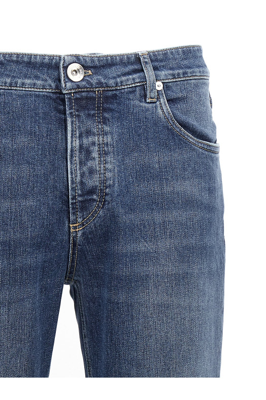 Logo embroidery stretch jeans Blue