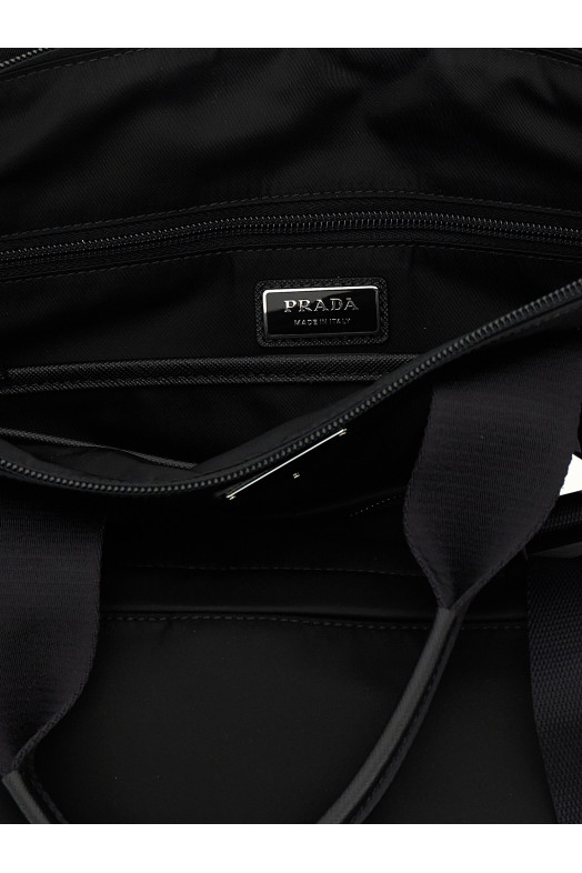 Re-Nylon and Saffiano backpack shopping bag Black