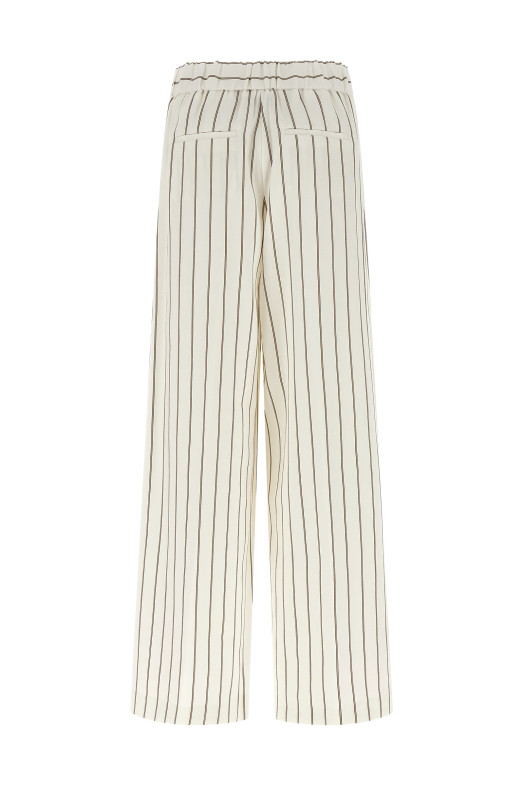 Pinstriped twill pants White