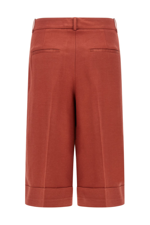 Linen viscose bermuda shorts Red