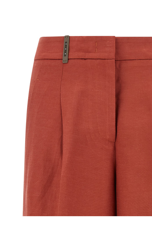 Linen viscose bermuda shorts Red