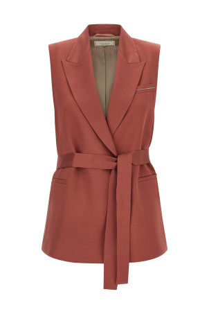 Linen viscose vest Red