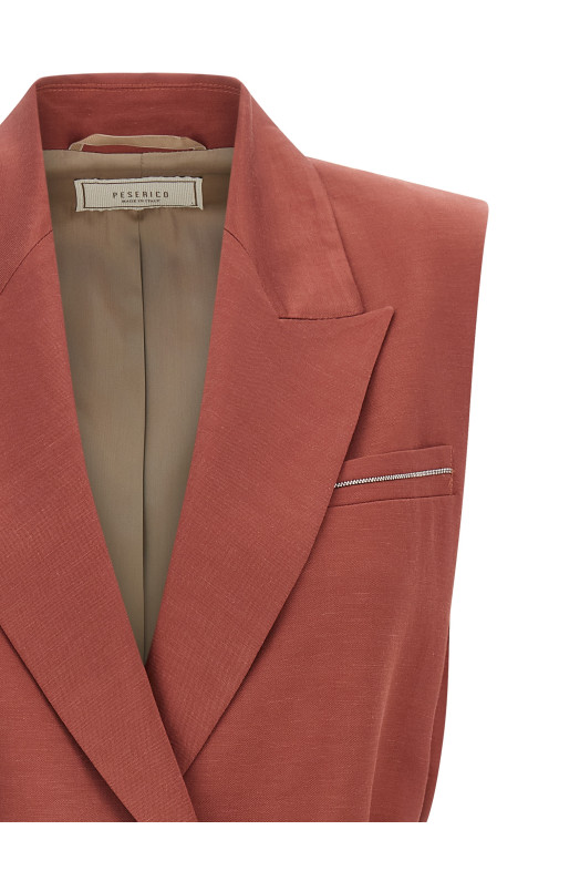 Linen viscose vest Red