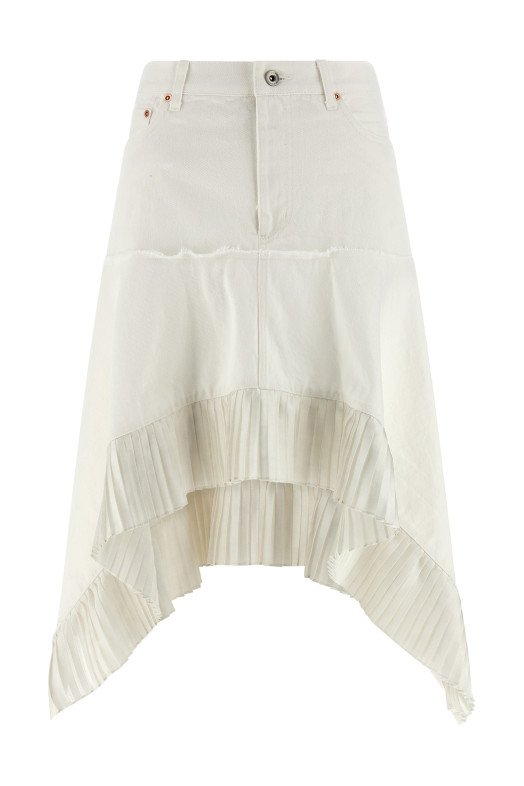 Satin denim skirt White