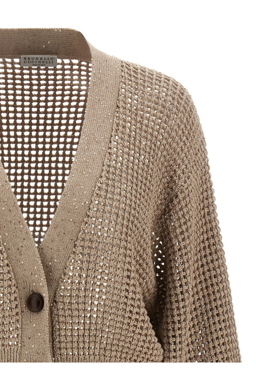 Cadrigan sequin mesh Beige
