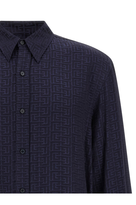 Jacquard monogram shirt Blue