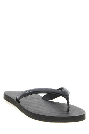 Leather thong sandals Black